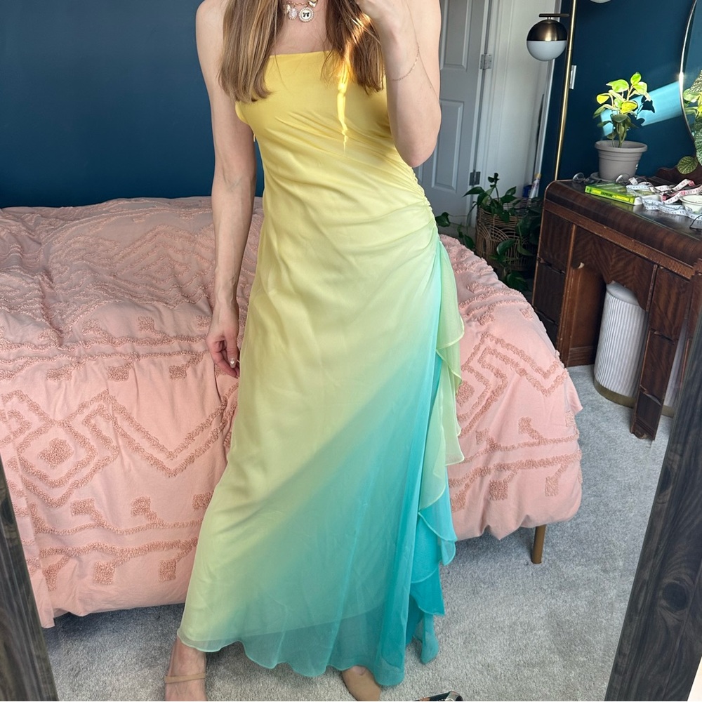Vintage Morgan and Co Ombré Yellow and blue Dress